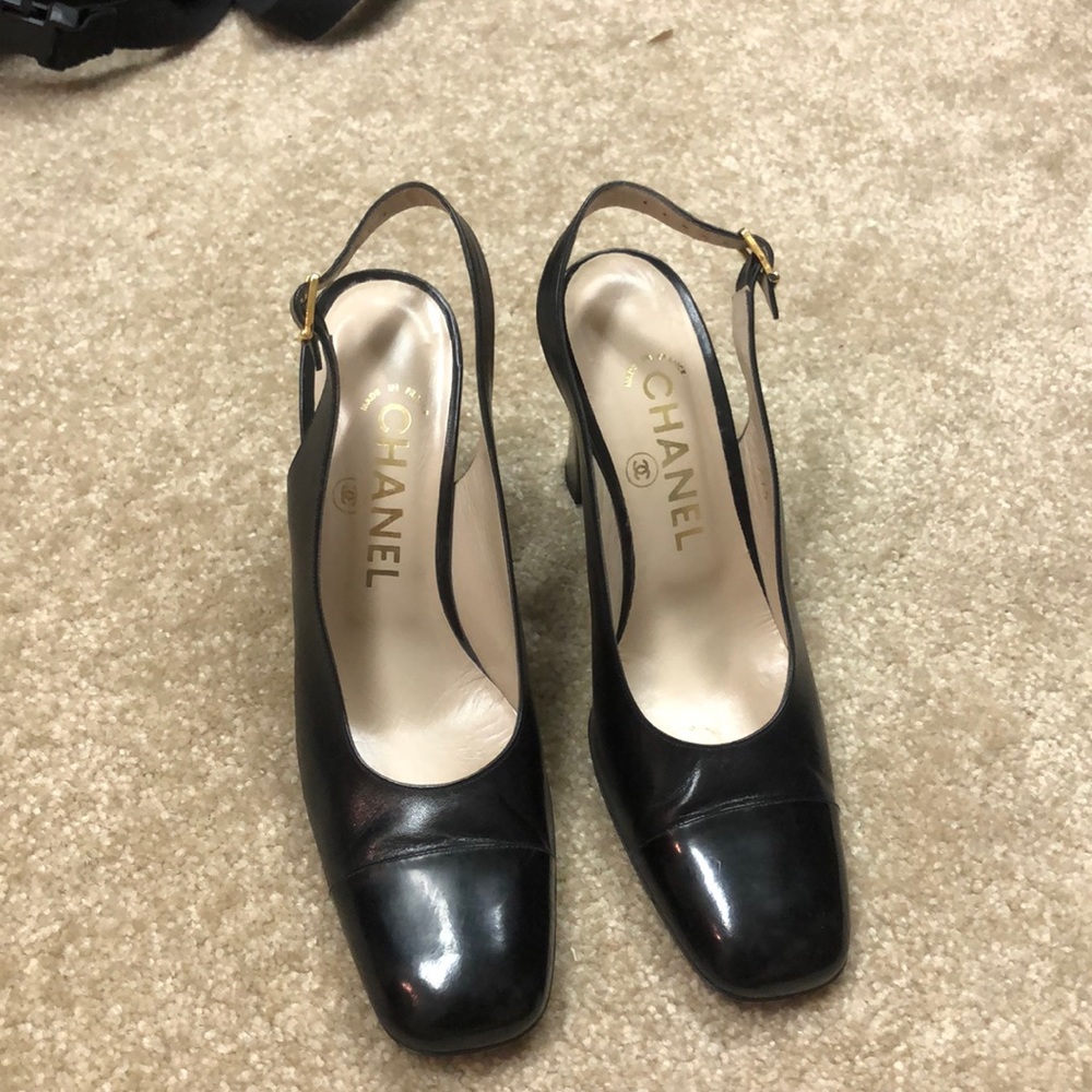 Chanel Slingback Black Heels